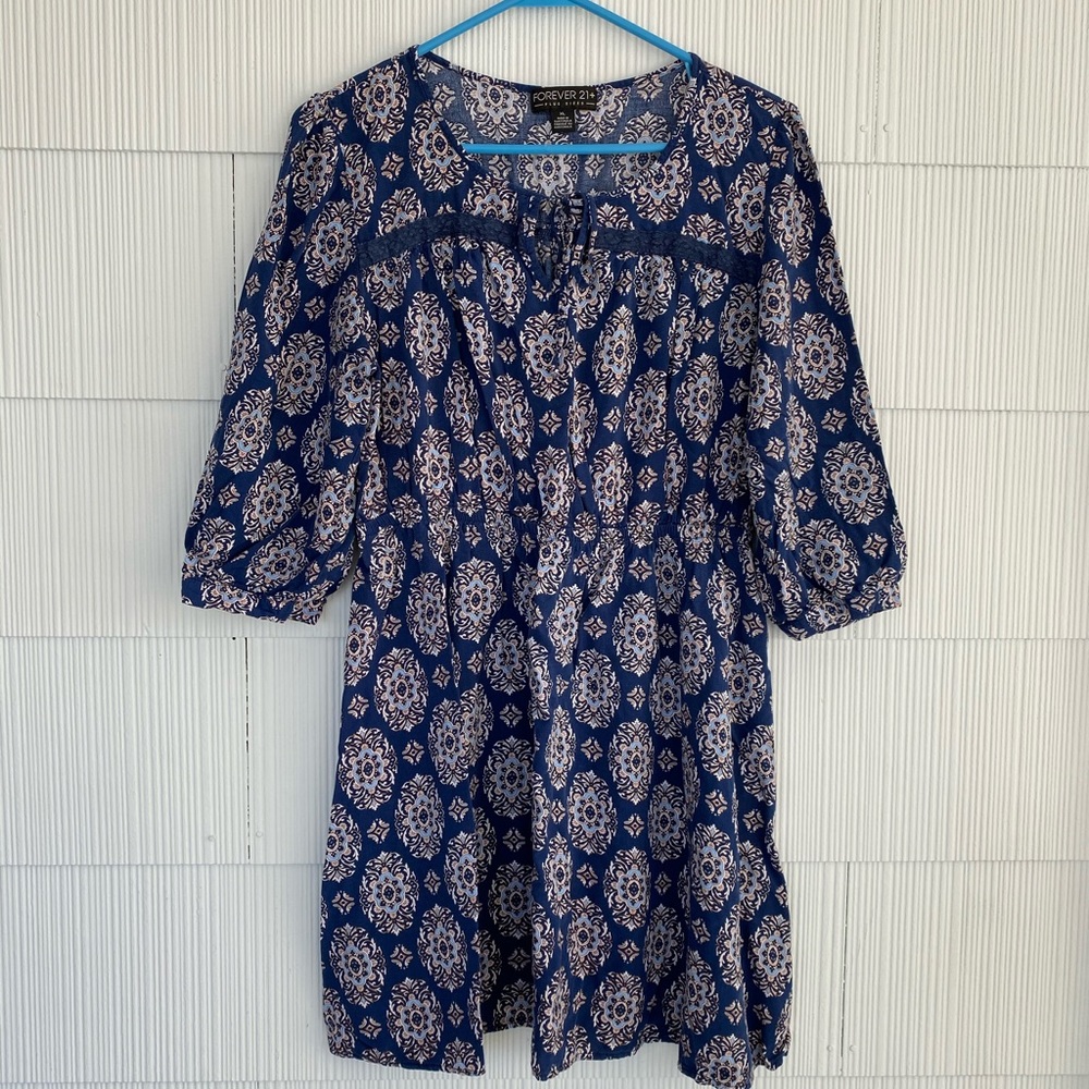 Forever 21+ / Blue Paisley Dress, Size XL
